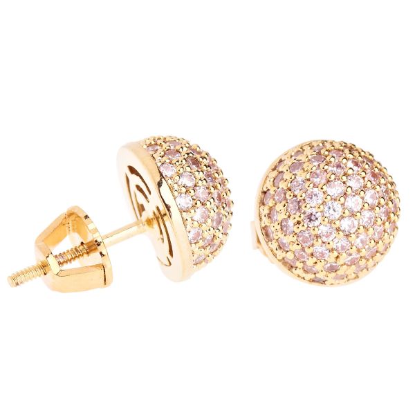 Iced Out Bling Micro Pave Ohrstecker - BALL 10mm gold