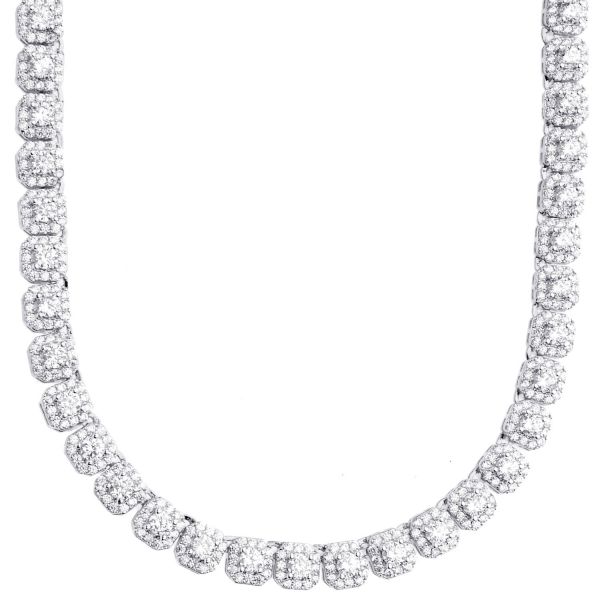 Iced Out Bling Zirkonia Tennis Kette - CLUSTER 5mm 55cm