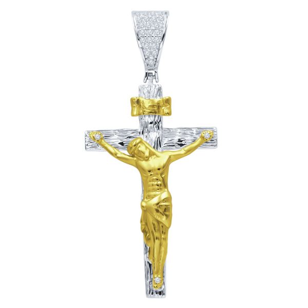 925 Sterling Argent 3D Penditif - DIEFORM Jesus Croix gold