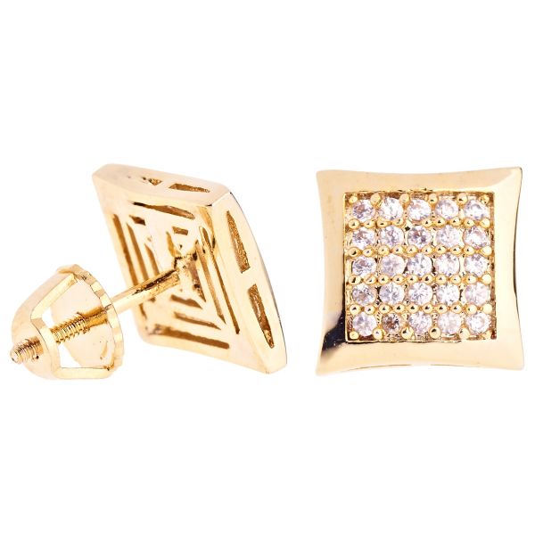 Iced Out Bling Micro Pave Earrings - KITE 10mm gold