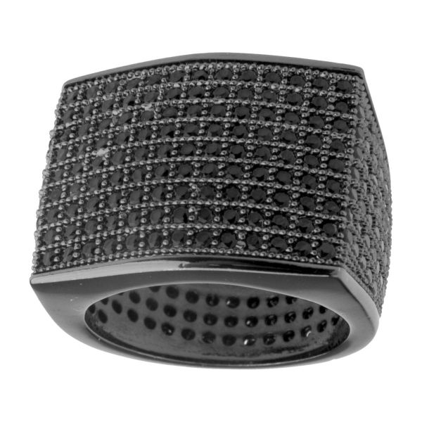 Iced Out Bling Micro Pave Ring - BLOCK schwarz