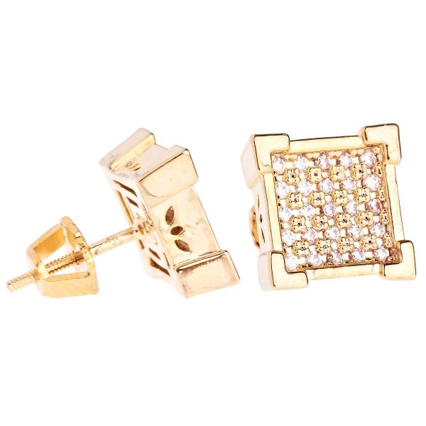 Iced Out Bling Micro Pave Earrings - KING 10mm gold