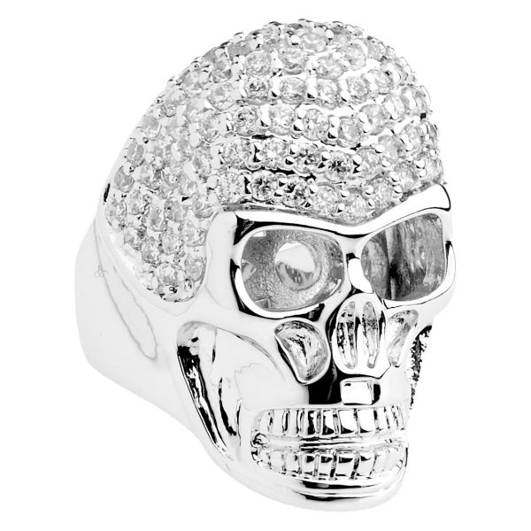 Iced Out Bling Micro Pave Bague - 3D SKULL gold / lemon