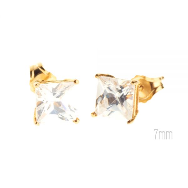 14K Gold Iced Out Stud Ohrstecker - CAST SQUARE