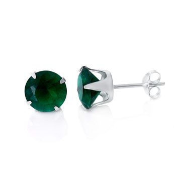 925 Sterling Silver Ear Stud - round / green