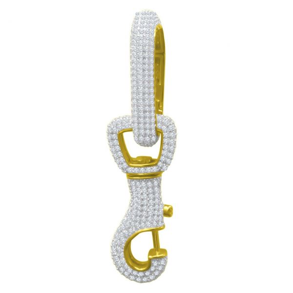 925 Sterling Silber Micro Pave Anhänger - Karabiner gold