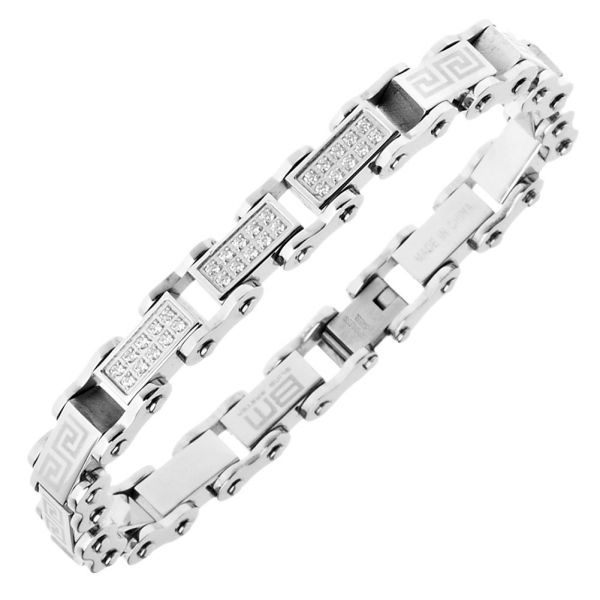 Master Stainless Steel Micro Pave CZ Bracelet - 10mm silve