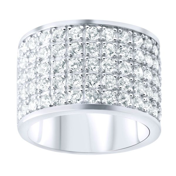 Sterling Silver STAR Ring - 5 Row Cubic Zirconia