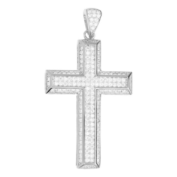 Premium Bling - 925 Sterling Silber Kreuz Anhänger