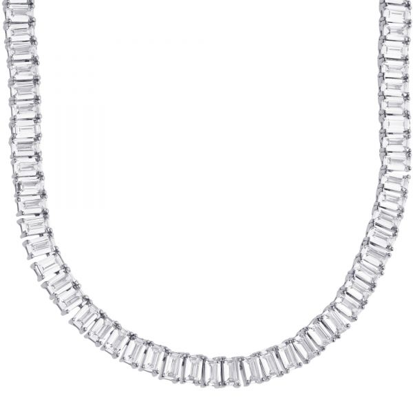 Sterling 925er Silber Baguette CZ Tennis Kette 5mm