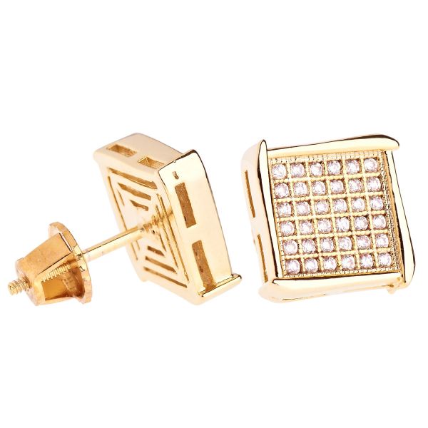 Iced Out Bling Micro Pave Earrings - NOOK 10mm gold