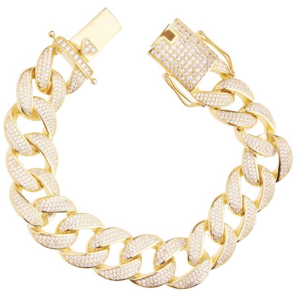 Prime Bling 925 Bracelet en Argent - MIAMI CURB 18mm