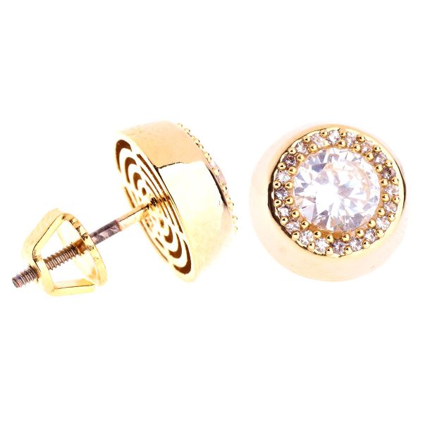Iced Out Bling Micro Pave Clou d'oreille - CENTER 10mm gold