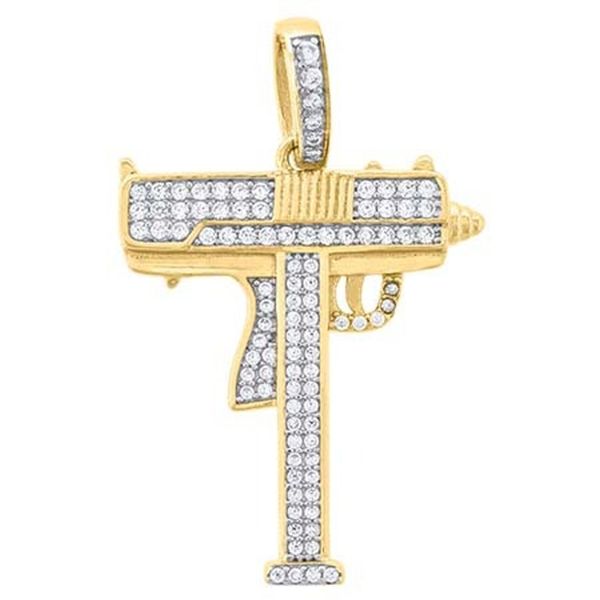 Premium Bling - 925 Sterling Silver Gun Pendant gold