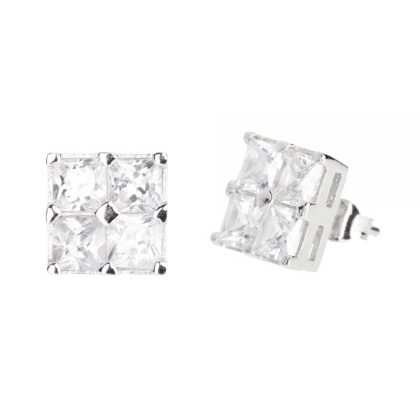 Sterling 925 Argent Clou d'oreille - CUBE 10mm