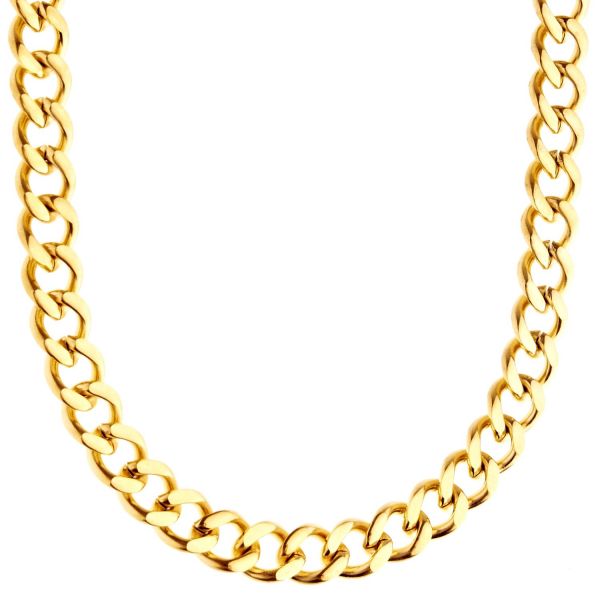 Iced Out Stainless Steel Curb Chain - CUBAN 8mm gold