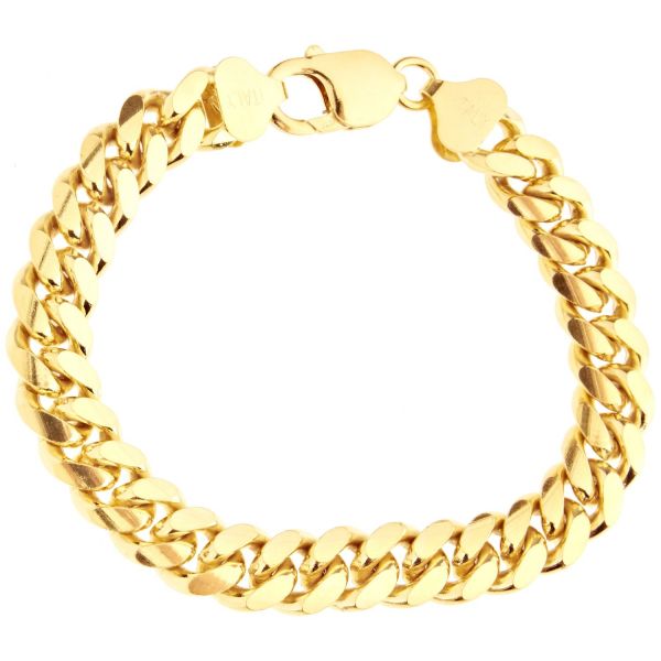 Sterling 925 Argent Gourmette Bracelet - MIAMI 10mm gold