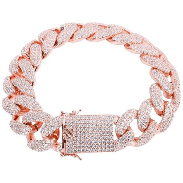 Iced Out Bling CUBAN Panzerkette Armband - 18mm rose gold