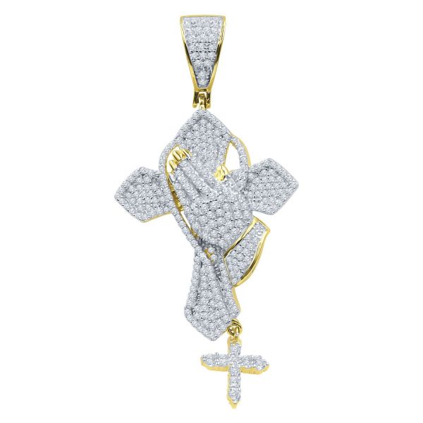 925 Sterling Silver 3D Pendant - DOUBLE CROSS gold