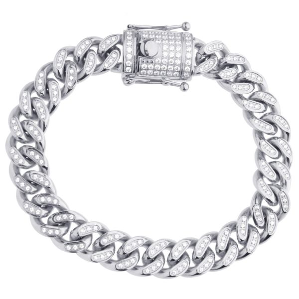 Iced Out Bling Edelstahl Miami Cuban Armband - 12mm
