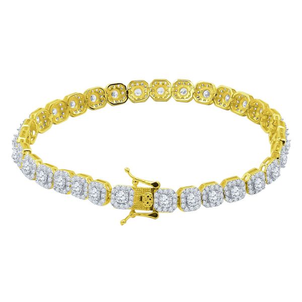 Iced Out Bling SQUARE TENNIS Armband - CUBE 6mm gold
