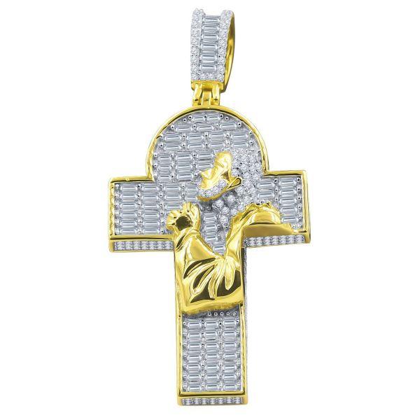 Iced Out 925 Sterling Argent 3D Penditif - JESUS ALTAR gold