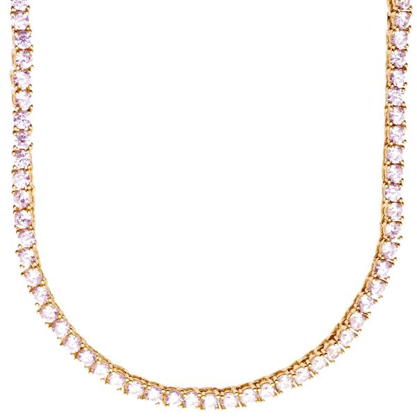 Premium Bling - Sterling 925 Argent CZ Chaîne - 3mm gold