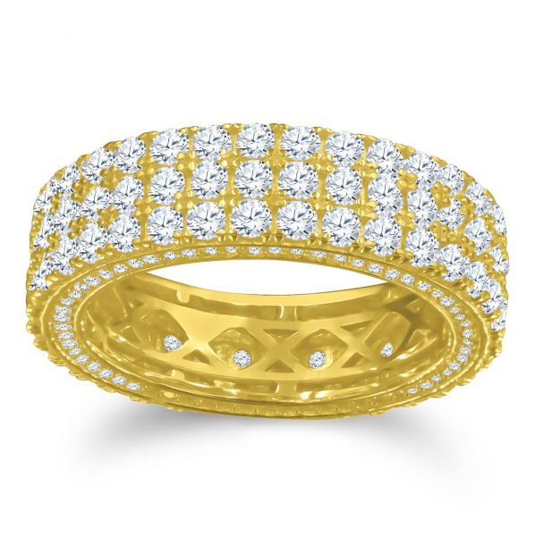 Sterling 925er Silber Micro Pave Ring - SIDE CZ gold