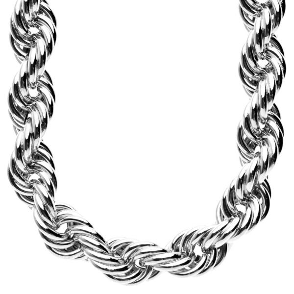 Heavy Rope DMC Style Hip Hop Chaîne de corde - 16mm argent