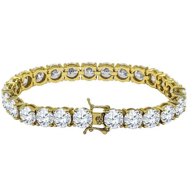 Iced Out Bling Haute Qualité Bracelet - GOLD 1 ROW 8mm