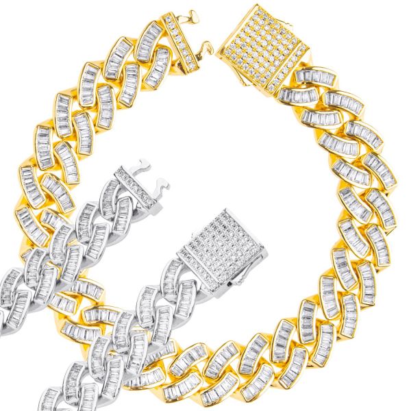 ICED OUT Cuban Link Panzerkette Armband - Baguette 12mm