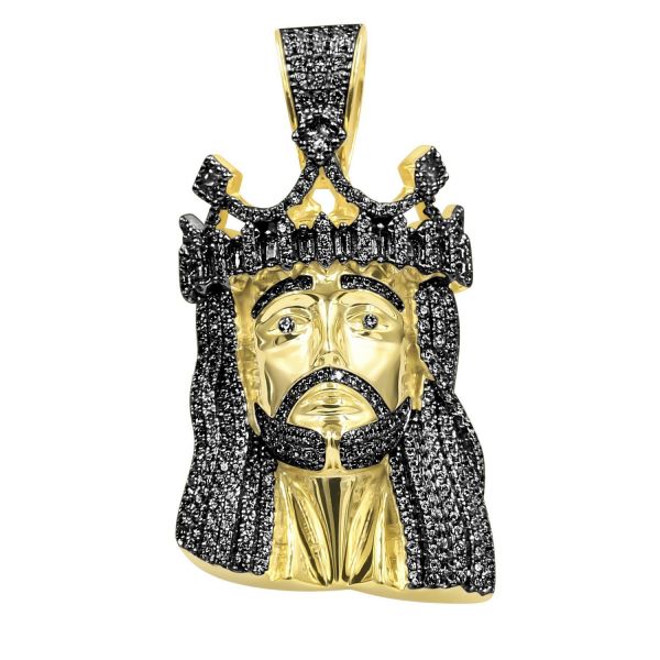 925 Sterling Silver Micro Pave Pendant - CAESAR JESUS gold