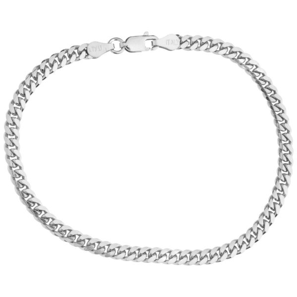 Sterling 925 Argent Gourmette Bracelet - MIAMI CURB 4mm