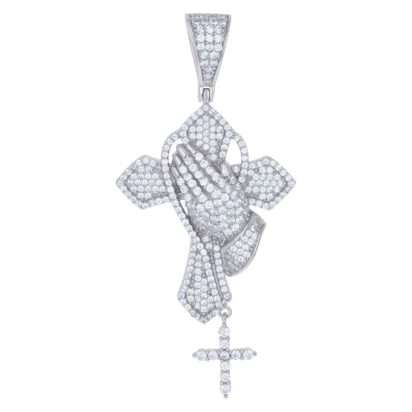 Premium Bling - 925 Sterling Silver Praying Hands Pendant
