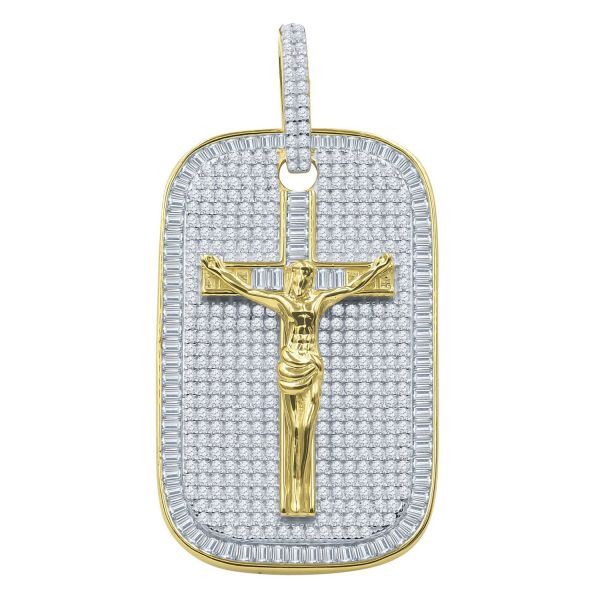 925 Sterling Silber 3D Anhänger - JESUS KREUZ DOG TAG gold