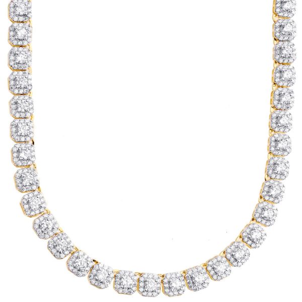 Iced Out Bling Zirkonia Tennis Kette - CLUSTER 5mm 55cm