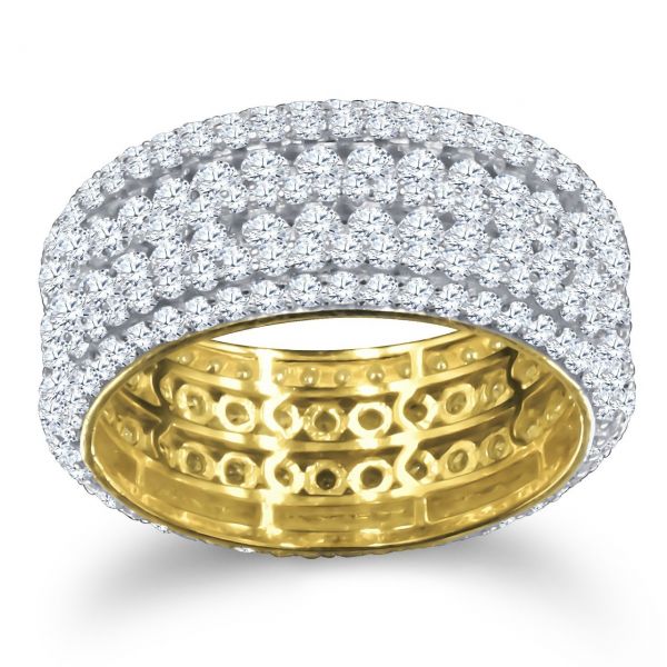 Sterling 925er Silber Micro Pave Ring - FIVE ROW