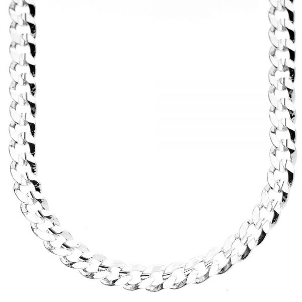 Iced Out Bling Hip Hop Curb Collier - 8mm argent