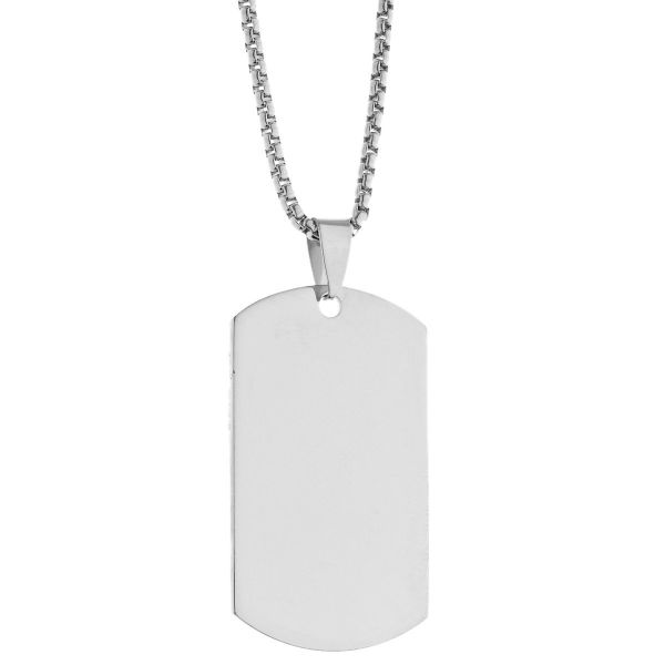 Iced Out Edelstahl Anhänger Kette - Dog Tag silber