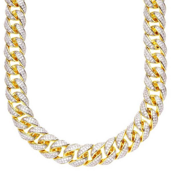 Iced Out Bling Zircone Chaîne - Miami Cuban 15mm gold