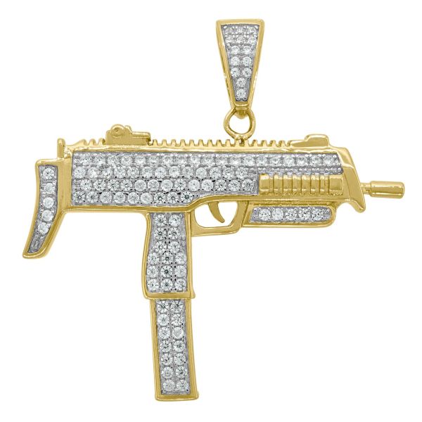Premium Bling - 925 Sterling Silver Gun Pendant gold