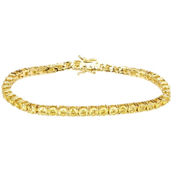 Iced Out Bling High Quality Armband - CANARY GOLD 1 ROW 4mm