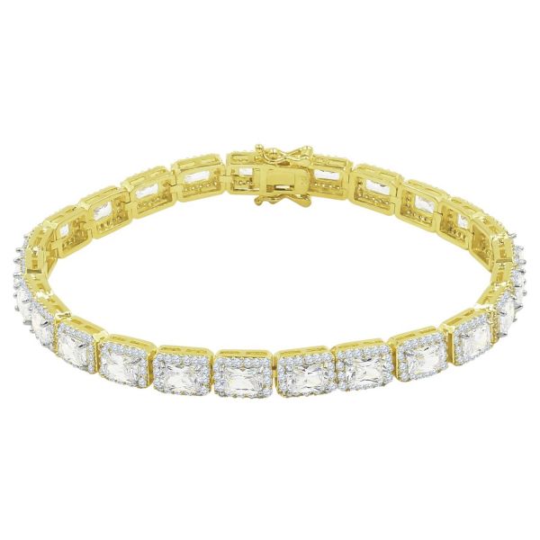 Iced Out Bling SQUARE TENNIS Armband - 6mm gold