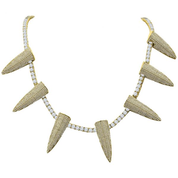 Iced Out Bling 4mm Zirkonia 50cm Kette - SPIKES gold