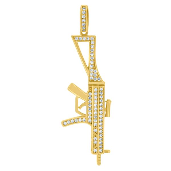 Premium Bling - 925 Sterling Silver AK Gun Pendant gold