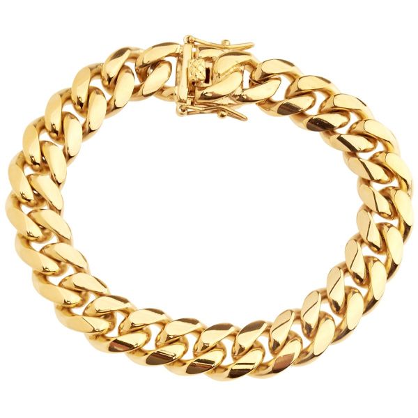 Iced Out Bling Edelstahl Armband - Miami Cuban 12mm gold