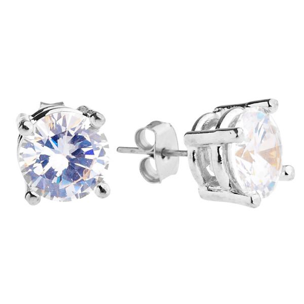 Iced Out Bling Runde Zirkonia Ohrstecker - silber
