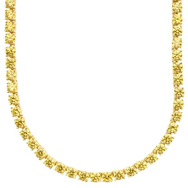 Iced Out Bling ZIRCONIA STONE 1 ROW Chain - gold / gold