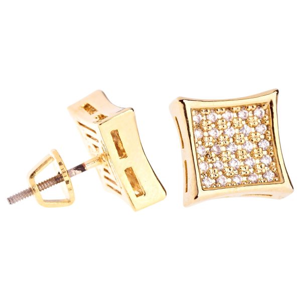 Iced Out Bling Micro Pave Earrings - K-KITE 10mm gold