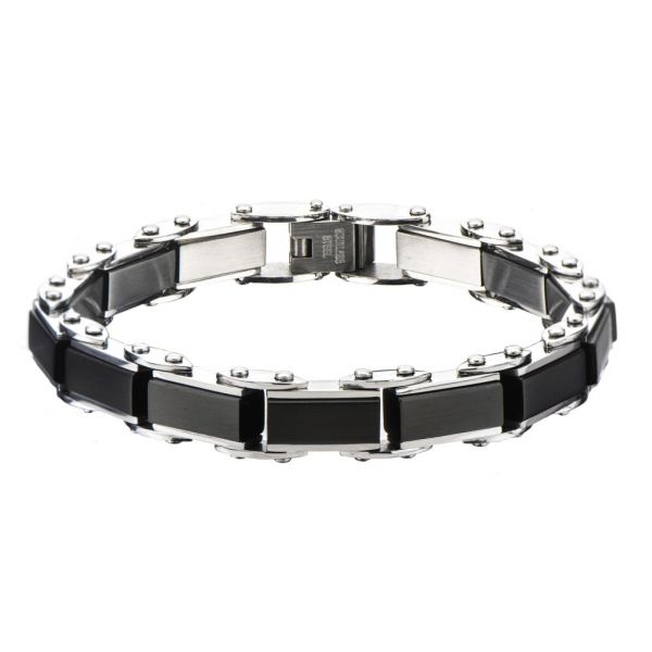 Men's Stainless Steel Black IP Reversible Bracelet